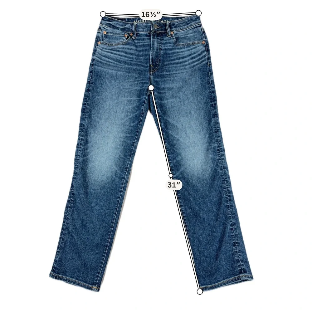 American Eagle Athletic Straight Airflex+ Temp Tech Jeans 31x32 Blue Denim Mens